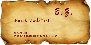 Benik Zoárd névjegykártya